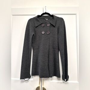 Women’s wool Joie Black/Gray Knit Cardigan with Structured Collar